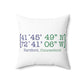 Hartford Coordinates Spun Polyester Square Pillow  Proceeds help grow Finding Connecticut's website and brand.   Click here to return to our home page.

Hartford Coordinates // hartford connecticut pillow // finding connecticut 