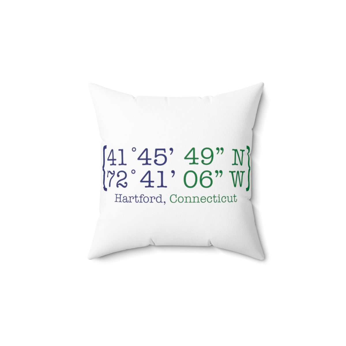 Hartford Coordinates Spun Polyester Square Pillow  Proceeds help grow Finding Connecticut's website and brand.   Click here to return to our home page.

Hartford Coordinates // hartford connecticut pillow // finding connecticut 