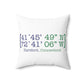 Hartford Coordinates Spun Polyester Square Pillow  Proceeds help grow Finding Connecticut's website and brand.   Click here to return to our home page.

Hartford Coordinates // hartford connecticut pillow // finding connecticut 