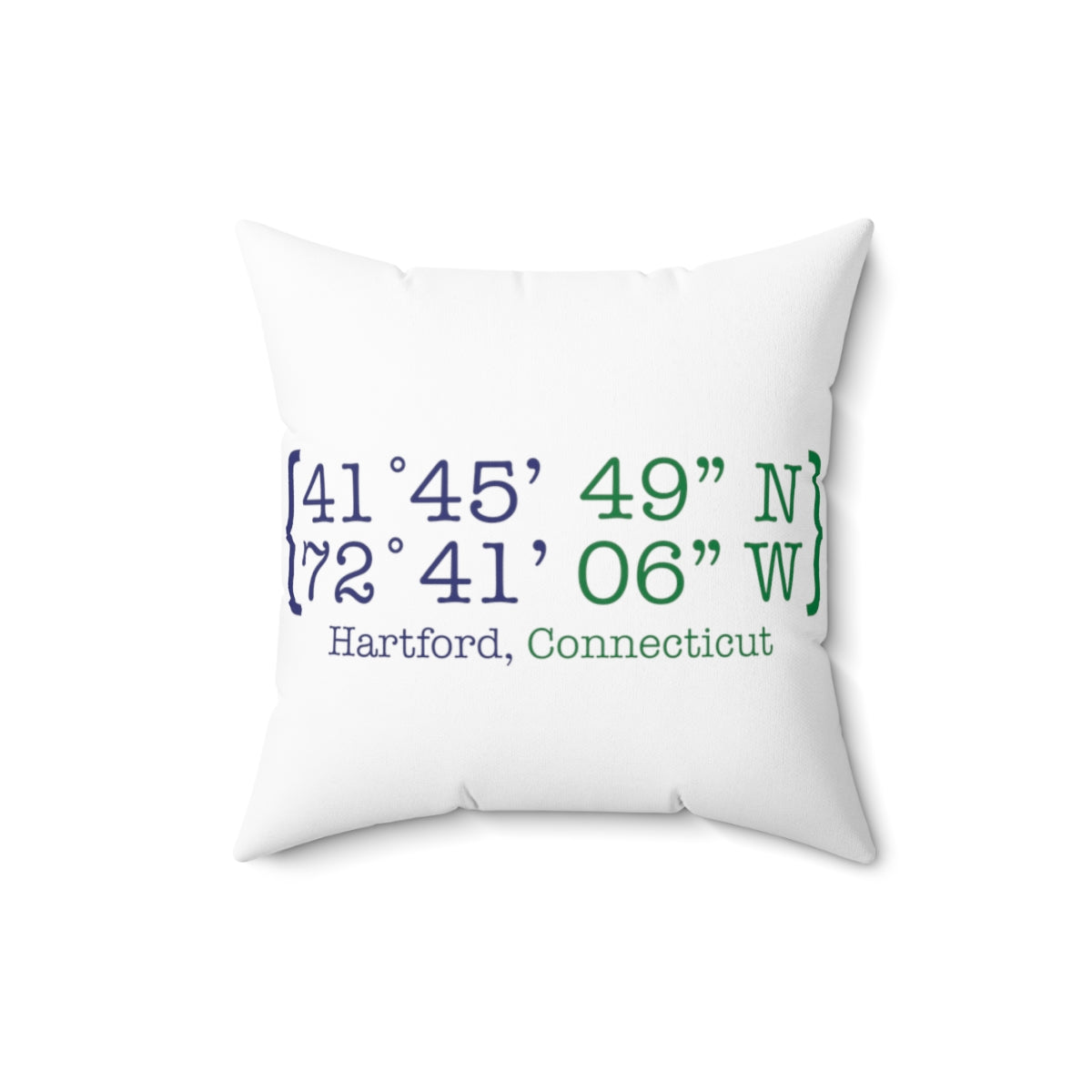 Hartford Coordinates Spun Polyester Square Pillow  Proceeds help grow Finding Connecticut's website and brand.   Click here to return to our home page.

Hartford Coordinates // hartford connecticut pillow // finding connecticut 