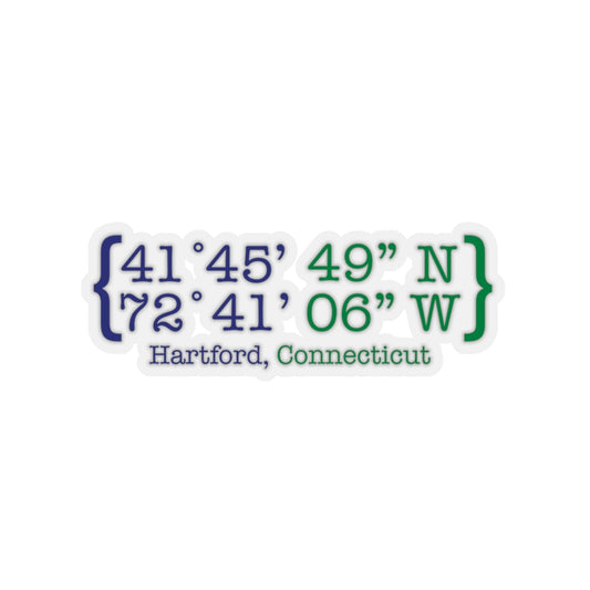 Hartford Coordinates Kiss-Cut Stickers  Proceeds help grow Finding Connecticut's website and brand.   Click here to return to our home page.

Hartford Coordinates // hartford connecticut stickers // finding connecticut 