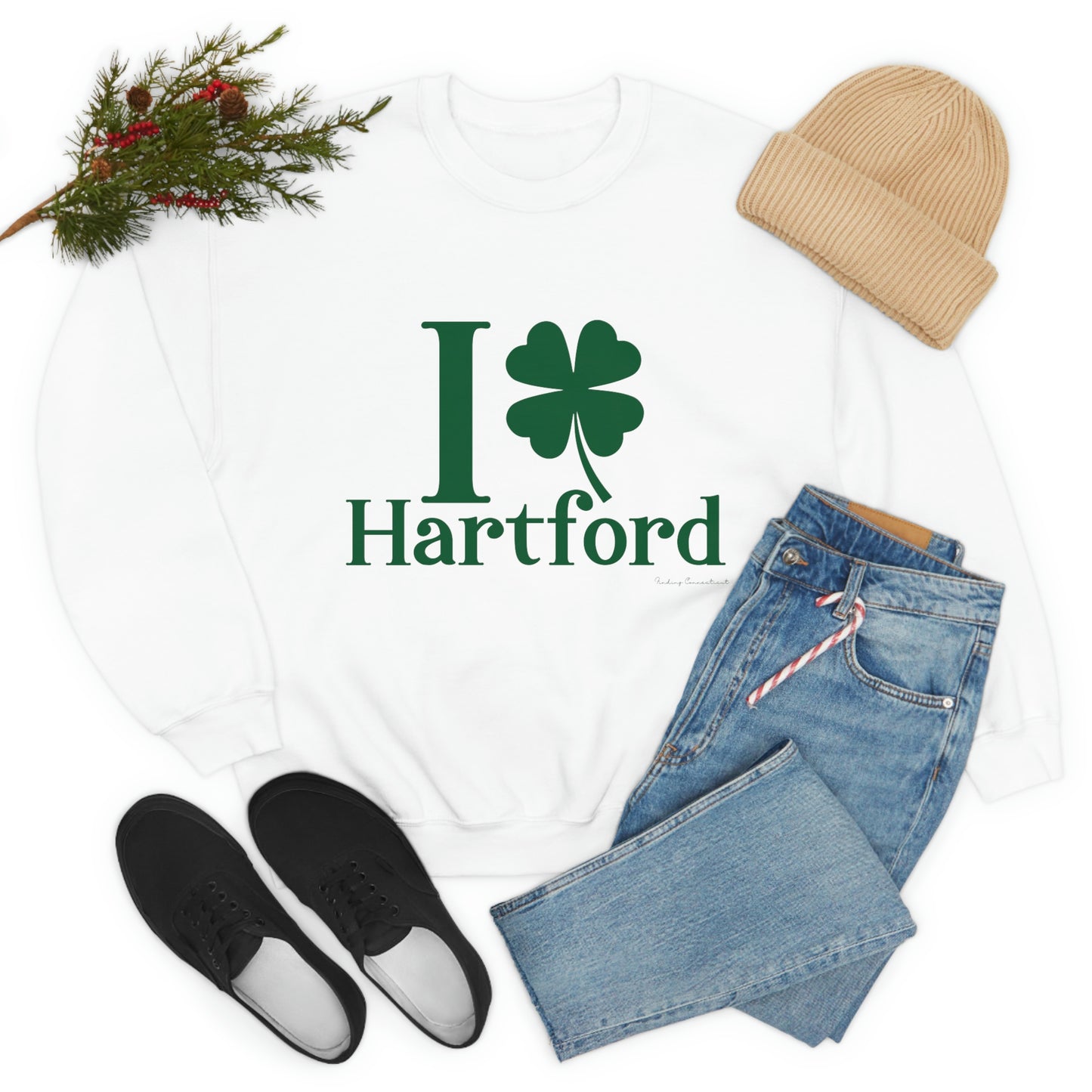 I clover hartford /// hartford CT st patricks day unisex  sweattshirt / finding connecticut