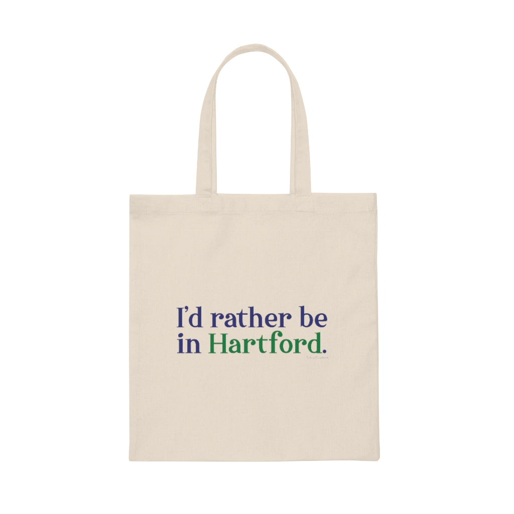 I’d rather be in Hartford Canvas Tote Bag  Proceeds of this collection go to help build Finding Connecticut’s website and brand. • Free USA shipping.   Click here to go to our home page 

I'd rather be in Hartford // Hartford ct tote bag //finding connecticut