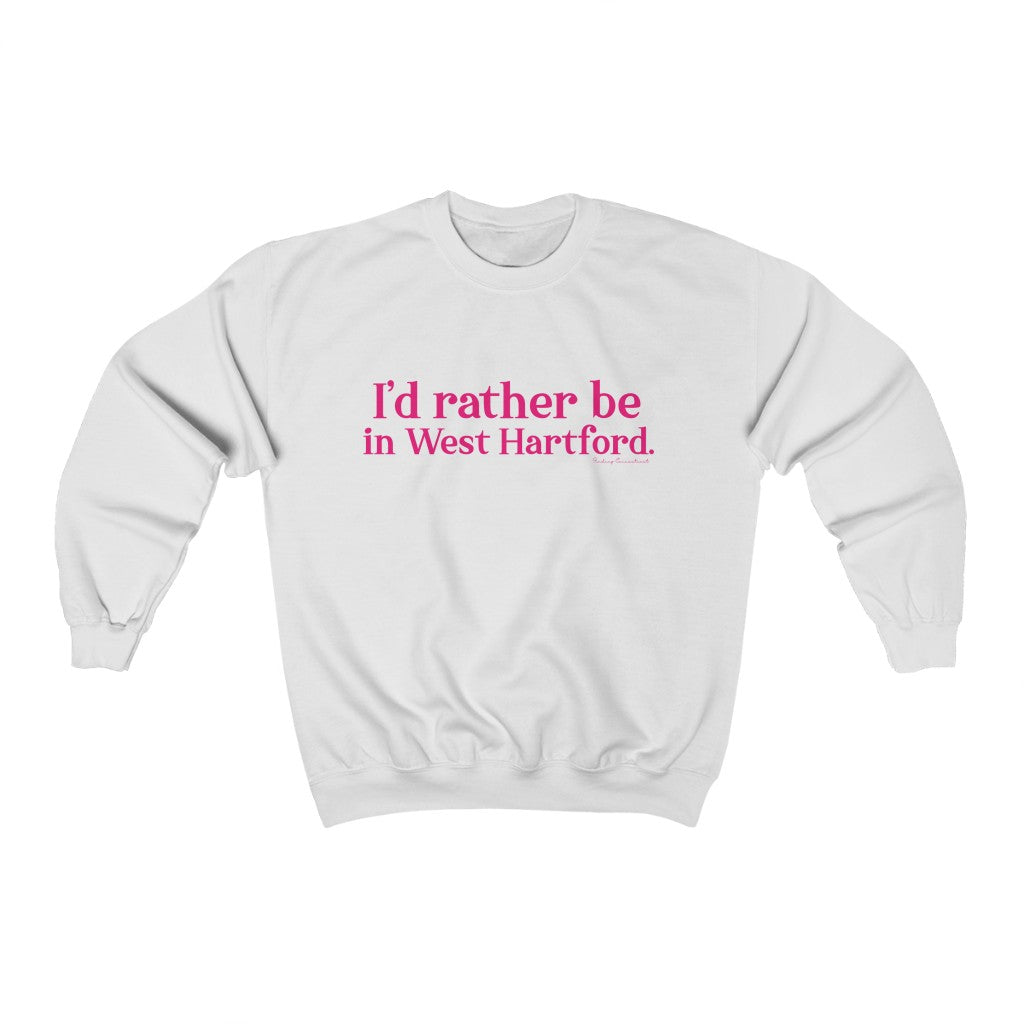 I’d rather be in West Hartford sweatshirt.  West Hartford Connecticut tee shirts, hoodies sweatshirts, mugs, and other apparel, home gifts, and souvenirs. Proceeds of this collection go to help Finding Connecticut’s brand. Free USA shipping. 

I'd  rather be in West Hartford // West hartford Connecticut sweatshirt // finding connecticut