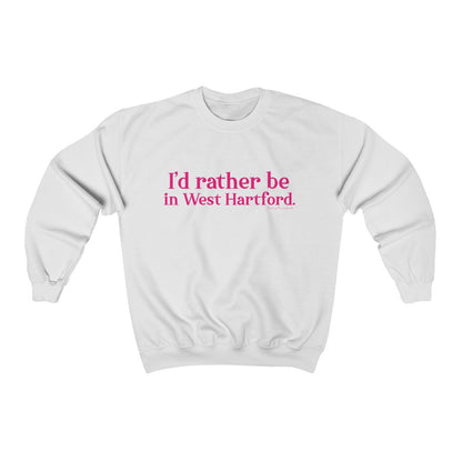 I’d rather be in West Hartford sweatshirt.  West Hartford Connecticut tee shirts, hoodies sweatshirts, mugs, and other apparel, home gifts, and souvenirs. Proceeds of this collection go to help Finding Connecticut’s brand. Free USA shipping. 

I'd  rather be in West Hartford // West hartford Connecticut sweatshirt // finding connecticut