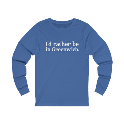 Greenwich ct / connecticut unisex long sleeve tee shirt 

I'd rather be in greenwich // greenwich unisex long sleeve shirts   // finding connecticut 