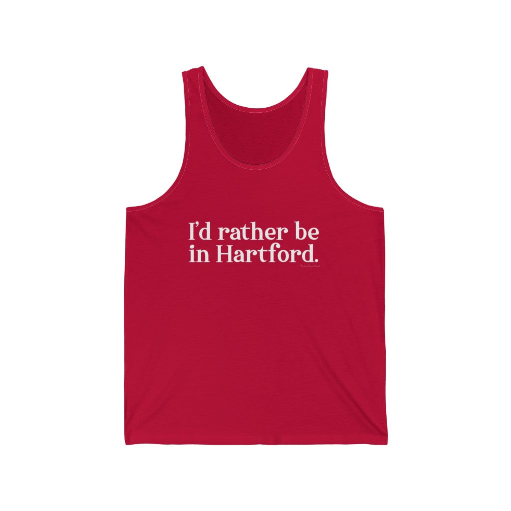 I’d rather be in Hartford Unisex Jersey Tank  Proceeds of this collection go to help build Finding Connecticut’s website and brand. • Free USA shipping.   Click here to go to our home page 

I'd rather be in hartfod // hartford ct tank top shirt // finding connecticut