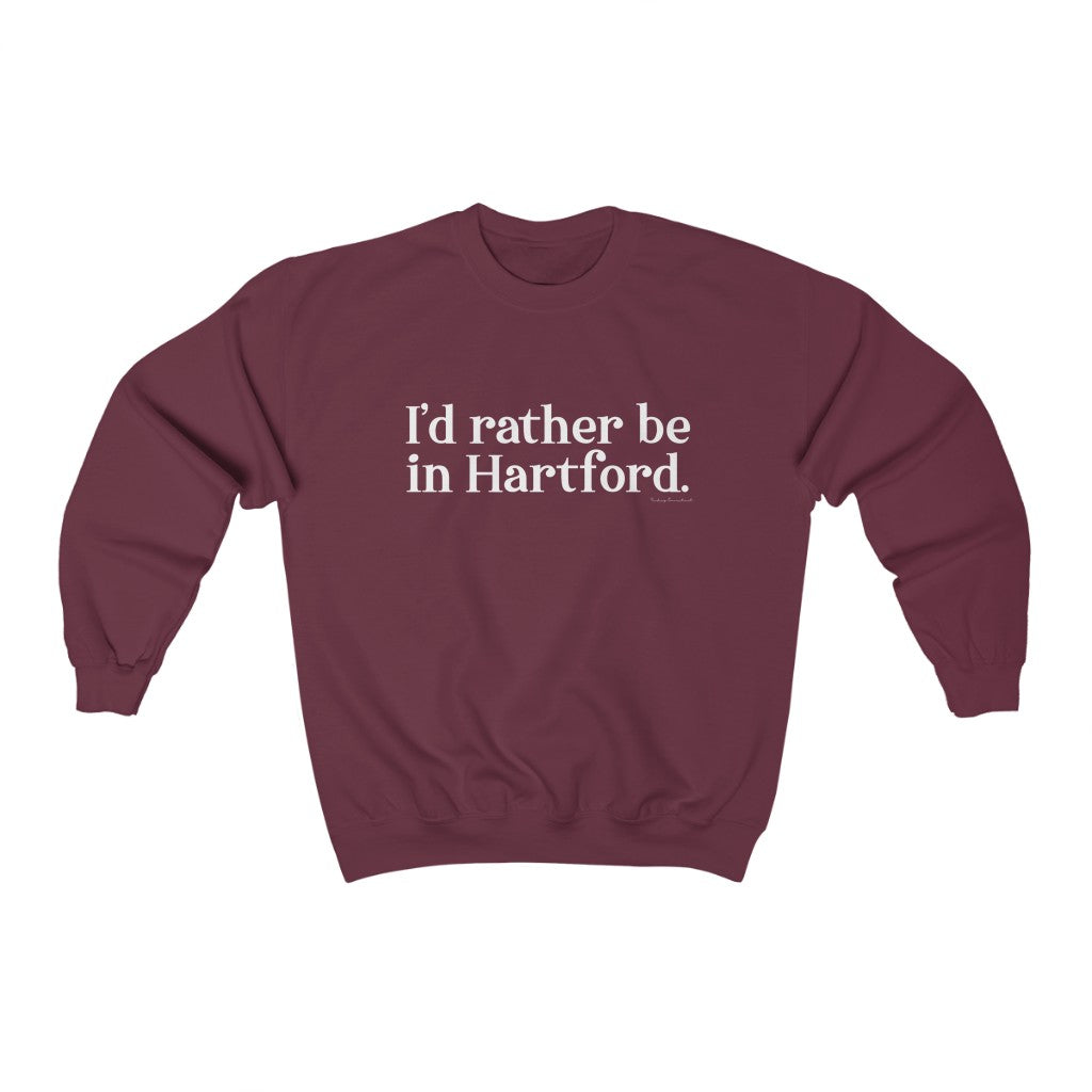 I’d rather be in Hartford Unisex Heavy Blend Crewneck Sweatshirt  Proceeds of this collection go to help build Finding Connecticut’s website and brand. • Free USA shipping.   Click here to go to our home page 

I'd rather be in hartford // hartford ct sweatshirt // finding conencticut