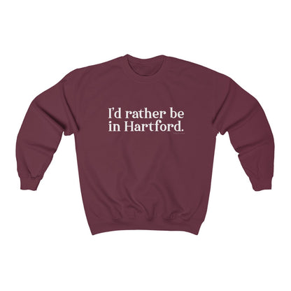 I’d rather be in Hartford Unisex Heavy Blend Crewneck Sweatshirt  Proceeds of this collection go to help build Finding Connecticut’s website and brand. • Free USA shipping.   Click here to go to our home page 

I'd rather be in hartford // hartford ct sweatshirt // finding conencticut