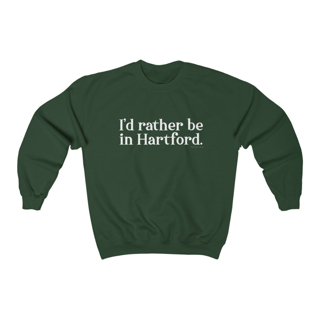 I’d rather be in Hartford Unisex Heavy Blend Crewneck Sweatshirt  Proceeds of this collection go to help build Finding Connecticut’s website and brand. • Free USA shipping.   Click here to go to our home page 

I'd rather be in hartford // hartford ct sweatshirt // finding conencticut