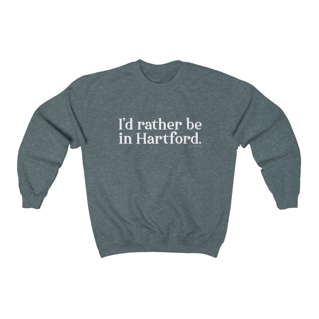 I’d rather be in Hartford Unisex Heavy Blend Crewneck Sweatshirt  Proceeds of this collection go to help build Finding Connecticut’s website and brand. • Free USA shipping.   Click here to go to our home page 

I'd rather be in hartford // hartford ct sweatshirt // finding conencticut