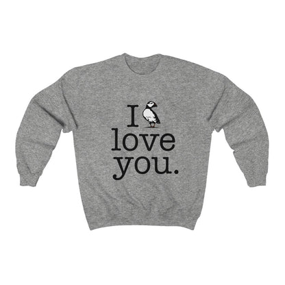I Puffin Love You. Do you love Atlantic Puffin’s? We have plenty Puffin products including tee shirts, sweatshirts, mugs, greeting cards, home decor, and more! Free USA shipping on all products.  Puffin Sweatshirt