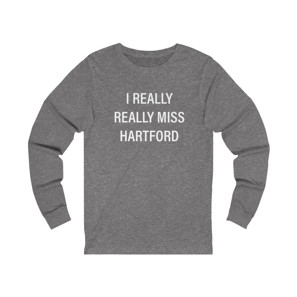 I Really Really Miss Hartford Unisex Jersey Long Sleeve Tee    Proceeds of this collection go to help Finding Connecticut’s website and brand. Free USA shipping.  Click here to go back to our home page

I really really miss hartford // hartford ct long sleeve t shirt // finding connecticut