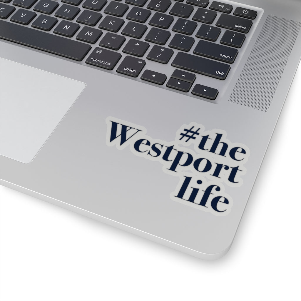  #thewestportlife Kiss-Cut Stickers   Do you live the #thewestportlife? Living the #thewestportlife is a lifestyle and proudly show it off the world that your beach of choice is Compo Beach and you support the local lifestyle.  Free USA shipping on all products.  Proceeds of this collection goes to help grow Finding Westport and Finding Connecticut’s brand.