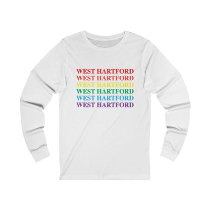 West Hartford pride shirt. West Hartford Pride long sleeve tee.  West Hartford Connecticut tee shirts, hoodies sweatshirts, mugs, other apparel, home gifts, and souvenirs.  10% of the Proceeds of this collection will be donated to a Connecticut LGBTQ organization. Free USA shipping. 