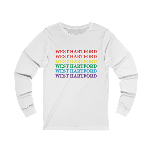 West Hartford pride shirt. West Hartford Pride long sleeve tee.  West Hartford Connecticut tee shirts, hoodies sweatshirts, mugs, other apparel, home gifts, and souvenirs.  10% of the Proceeds of this collection will be donated to a Connecticut LGBTQ organization. Free USA shipping. 