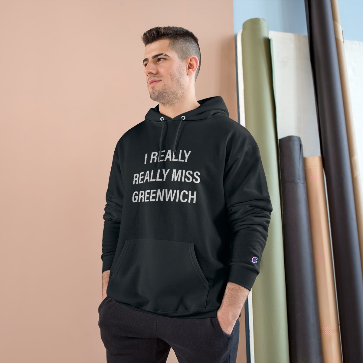 I Really Really Miss Greenwich Champion Hoodie - White Print