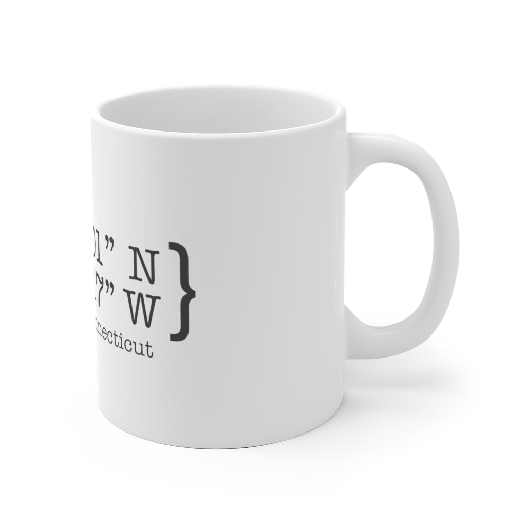 Bridgeport Coordinates White Ceramic Mug