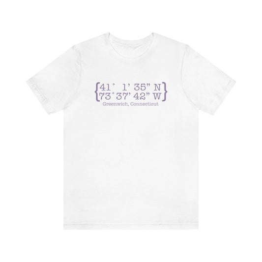 Greenwich Coordinates Unisex Jersey Short Sleeve Tee - Purple Print