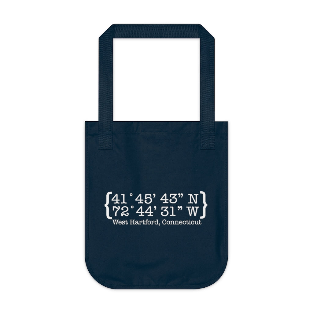 West Hartford Coordinates reusable tote bag.  West Hartford Connecticut tee shirts, hoodies sweatshirts, mugs, other apparel, home gifts, and souvenirs. Proceeds of this collection go to help Finding Connecticut’s brand. Free USA shipping. 