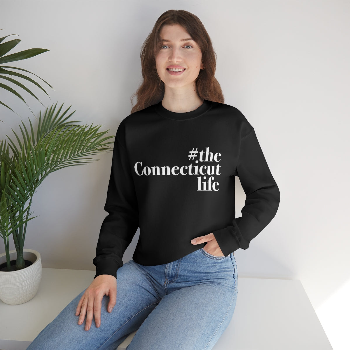 #theconnecticutlife Unisex Heavy Blend™ Crewneck Sweatshirt - White Font