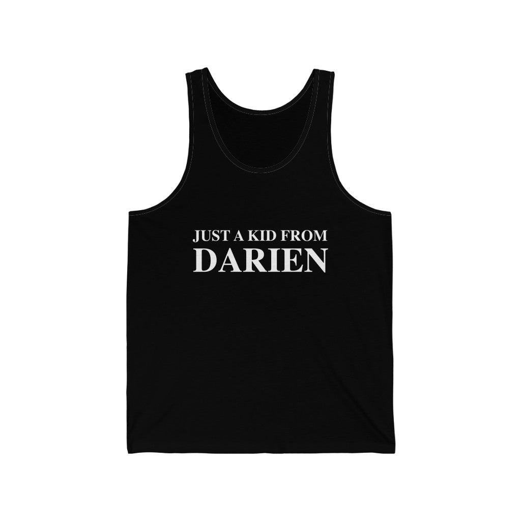 just a kid from darien ct unisex tank top