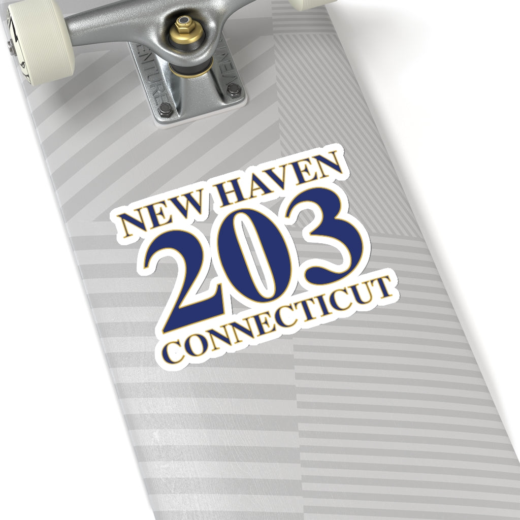 New Haven 203  Connecticut Kiss-Cut Stickers New Haven 203 Collection. Inspired by the Connecticut flag and the 203! Show off for your pride for Connecticut and Hartford!   Proceeds of this collection go to help build Finding Connecticut’s website and brand. • Free USA shipping   Click here to go to our home page 