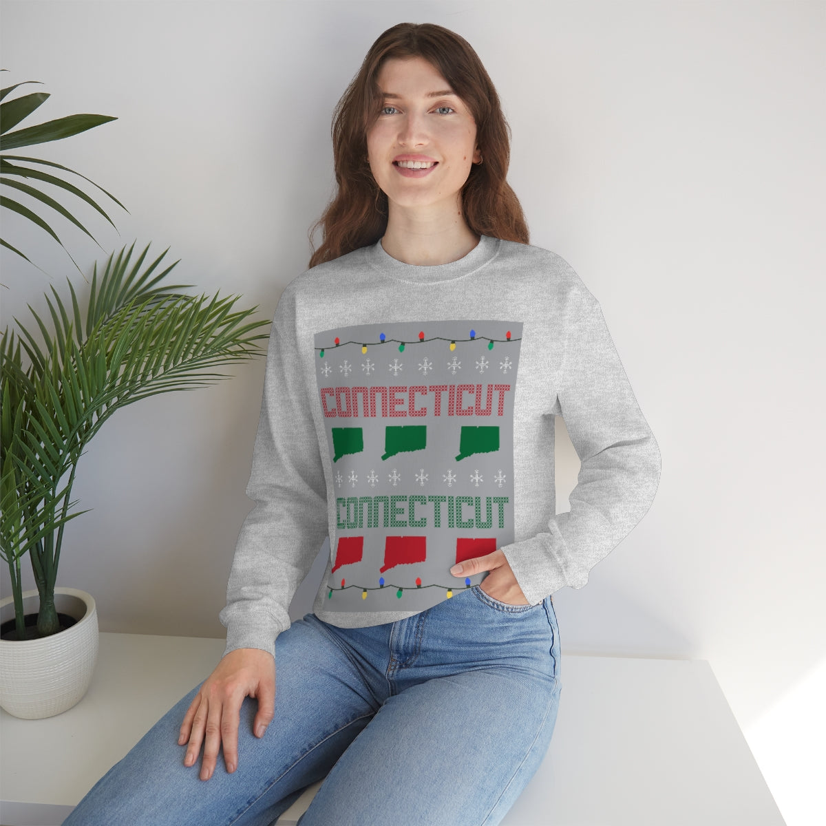 Connecticut Ugly Holiday Unisex Heavy Blend™ Crewneck Sweatshirt