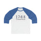 1788 Connecticut American Flag Unisex 3\4 Sleeve Baseball Tee