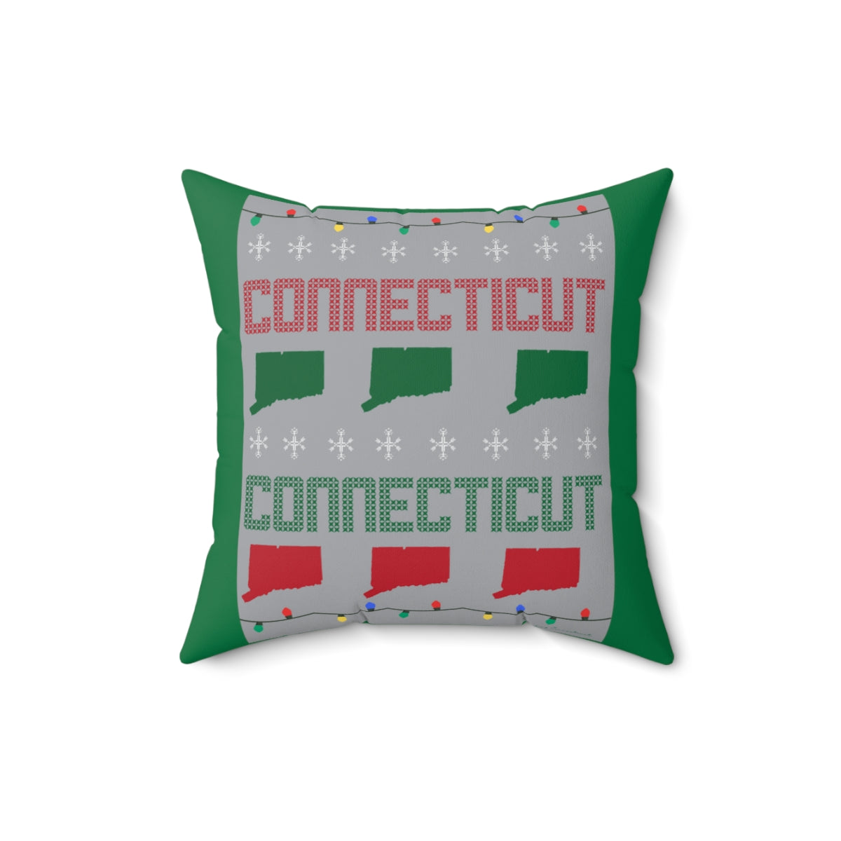 Connecticut Ugly Holiday Spun Polyester Square Pillow