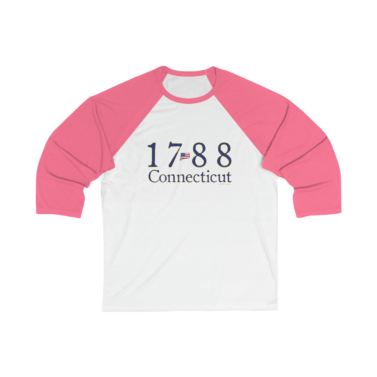 1788 Connecticut American Flag Unisex 3\4 Sleeve Baseball Tee