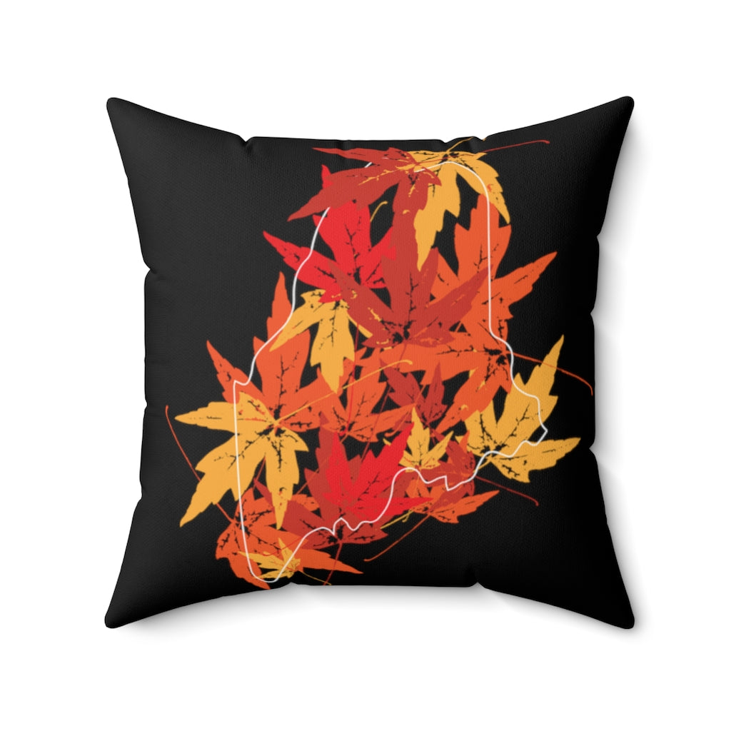 Maine leaves spun polyester square pillow