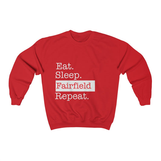 Eat. Sleep. Fairfield repeat. Unisex Heavy Blend™ Crewneck Sweatshirt