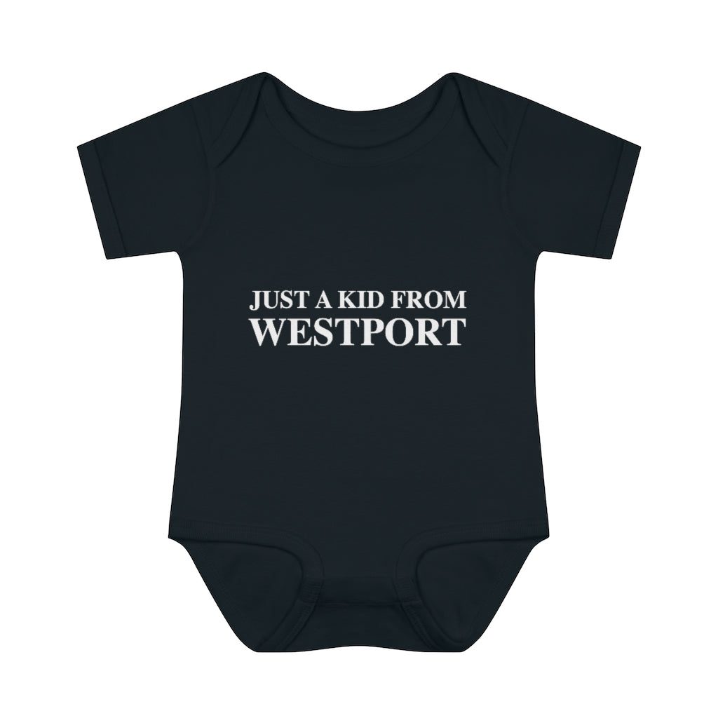 Just a kid from Westport Infant Baby Rib Bodysuit