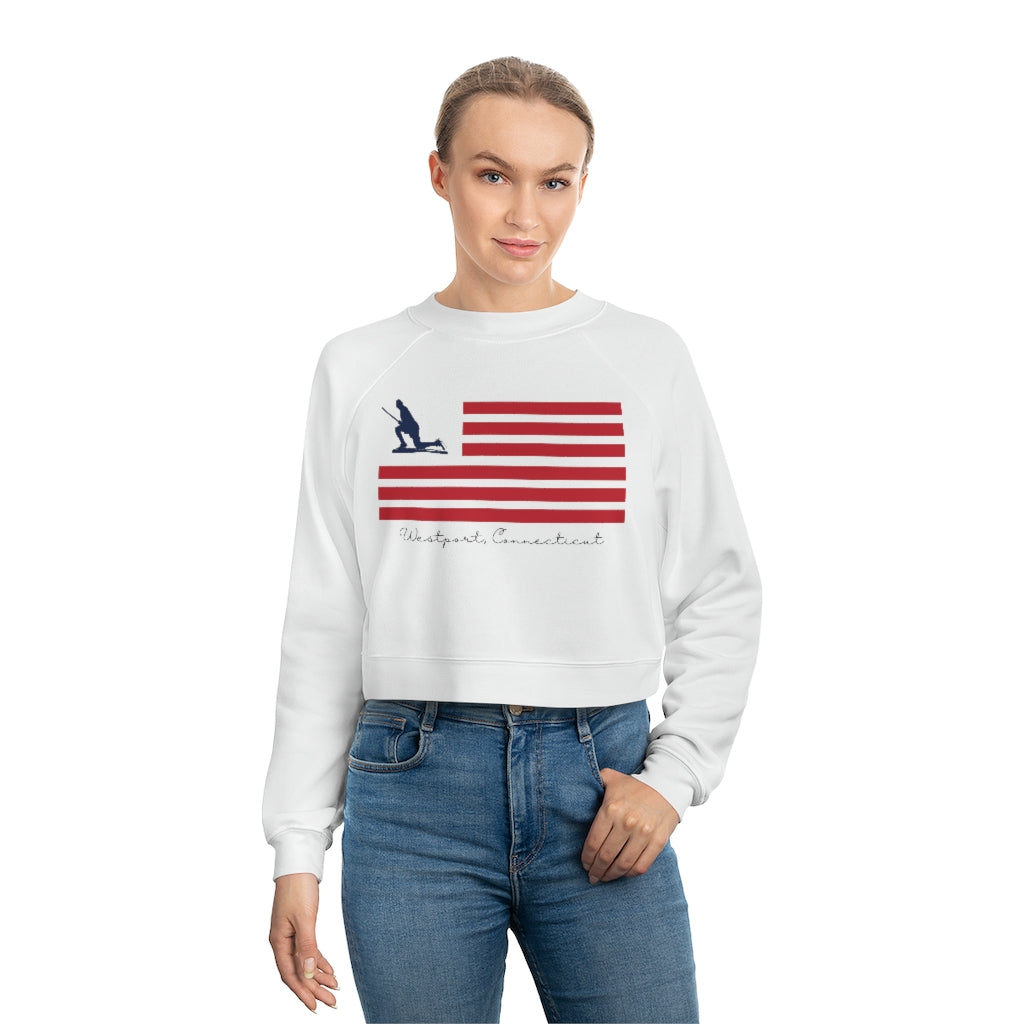 Minuteman Flag Women's Cropped Fleece Pullover