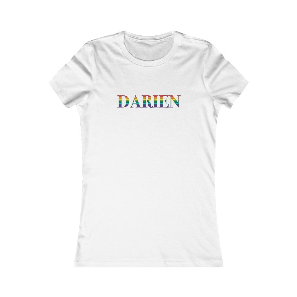 darien rainbow pride womens tee shirt