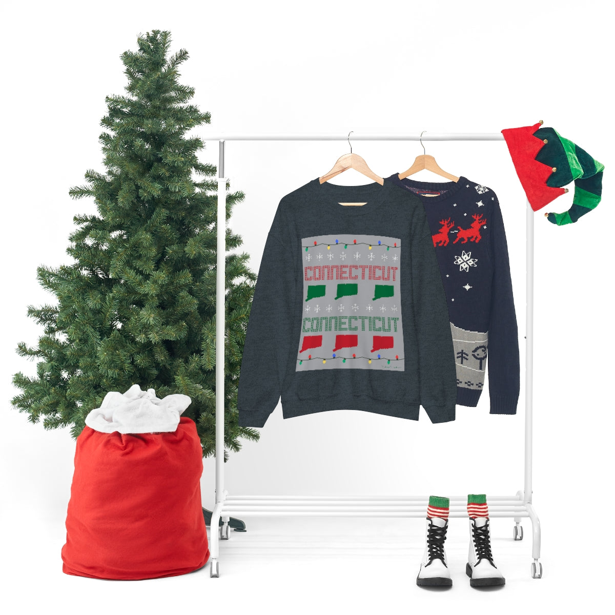 Connecticut Ugly Holiday Unisex Heavy Blend™ Crewneck Sweatshirt