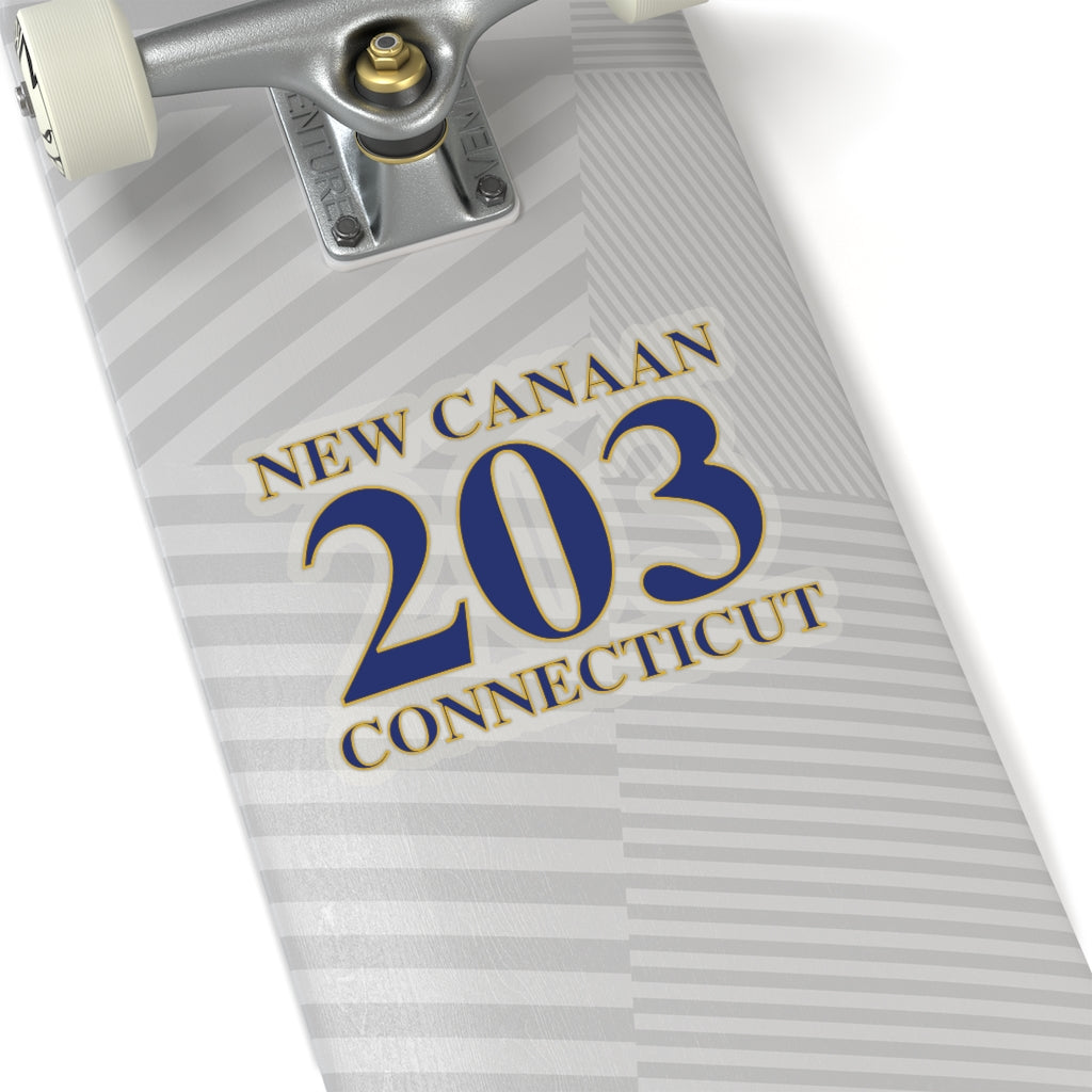 New Canaan 203 Connecticut Kiss-Cut Stickers  The 203 New Canaan Collection. Show off New Canaan and Connecticut at the same time. Colors were inspired by the Connecticut state flag.   Proceeds help build Finding New Canaan and Finding Connecticut's brand. 