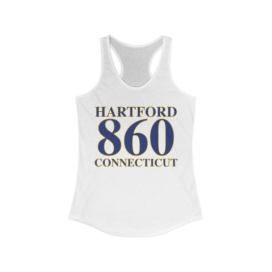 Hartford Connecticut shirt. Hartford 860 Connecticut Women's Ideal Racerback Tank 860 Hartford Collection. Inspired by the Connecticut flag and the 860! Show off for your pride for Connecticut and Hartford!   Proceeds of this collection go to help build Finding Connecticut’s website and brand. • Free USA shipping   Click here to go to our home page 