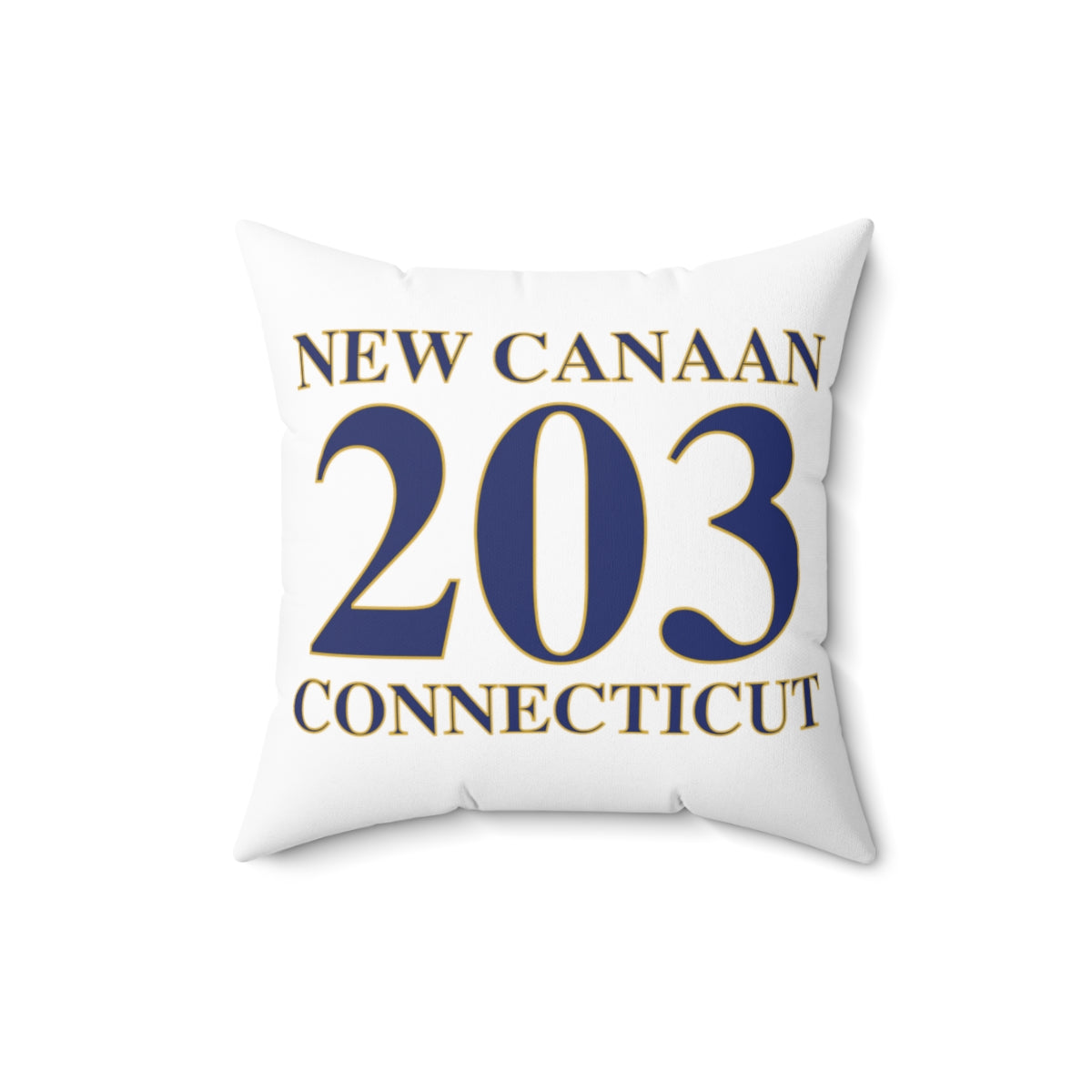 New Canaan 203 Connecticut Spun Polyester Square Pillow  The 203 New Canaan Collection. Show off New Canaan and Connecticut at the same time. Colors were inspired by the Connecticut state flag.   Proceeds help build Finding New Canaan and Finding Connecticut's brand. 