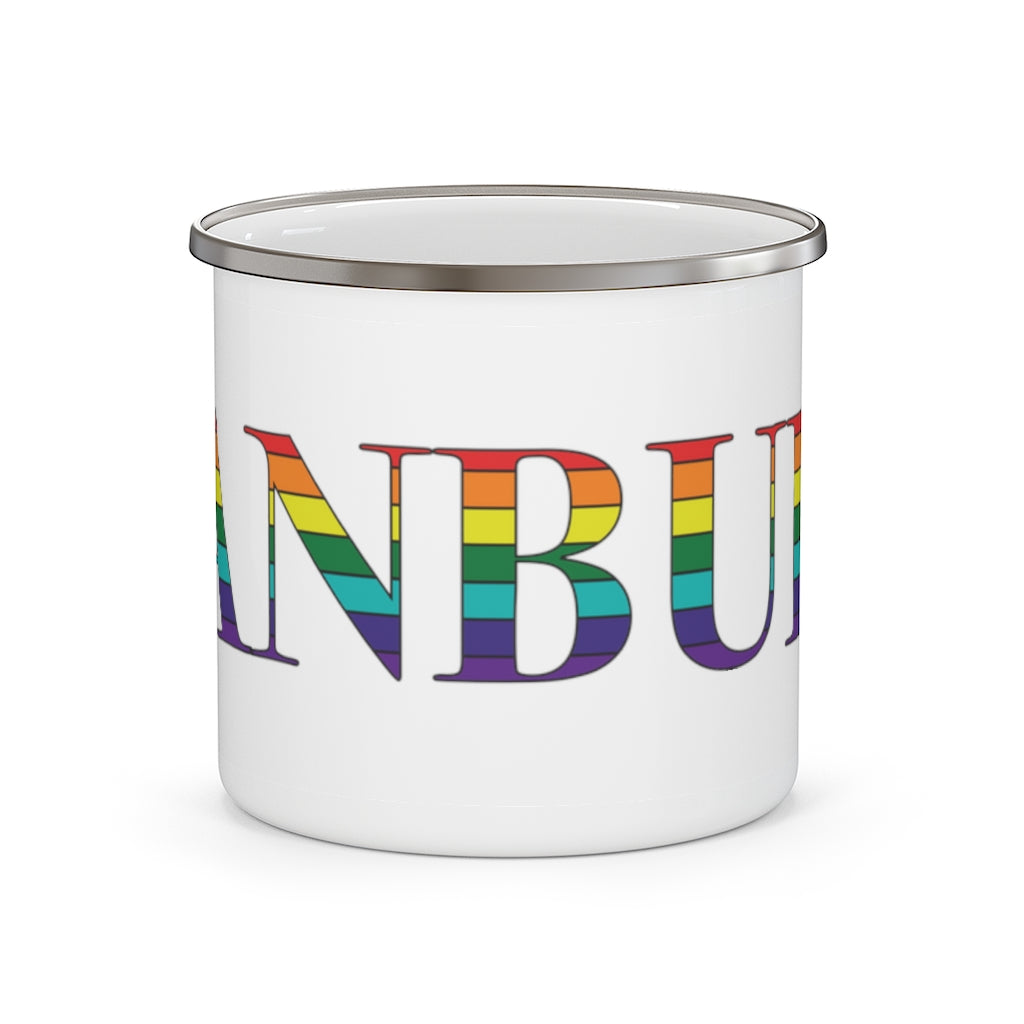 Danbury rainbow camping mug, danbury ct pride