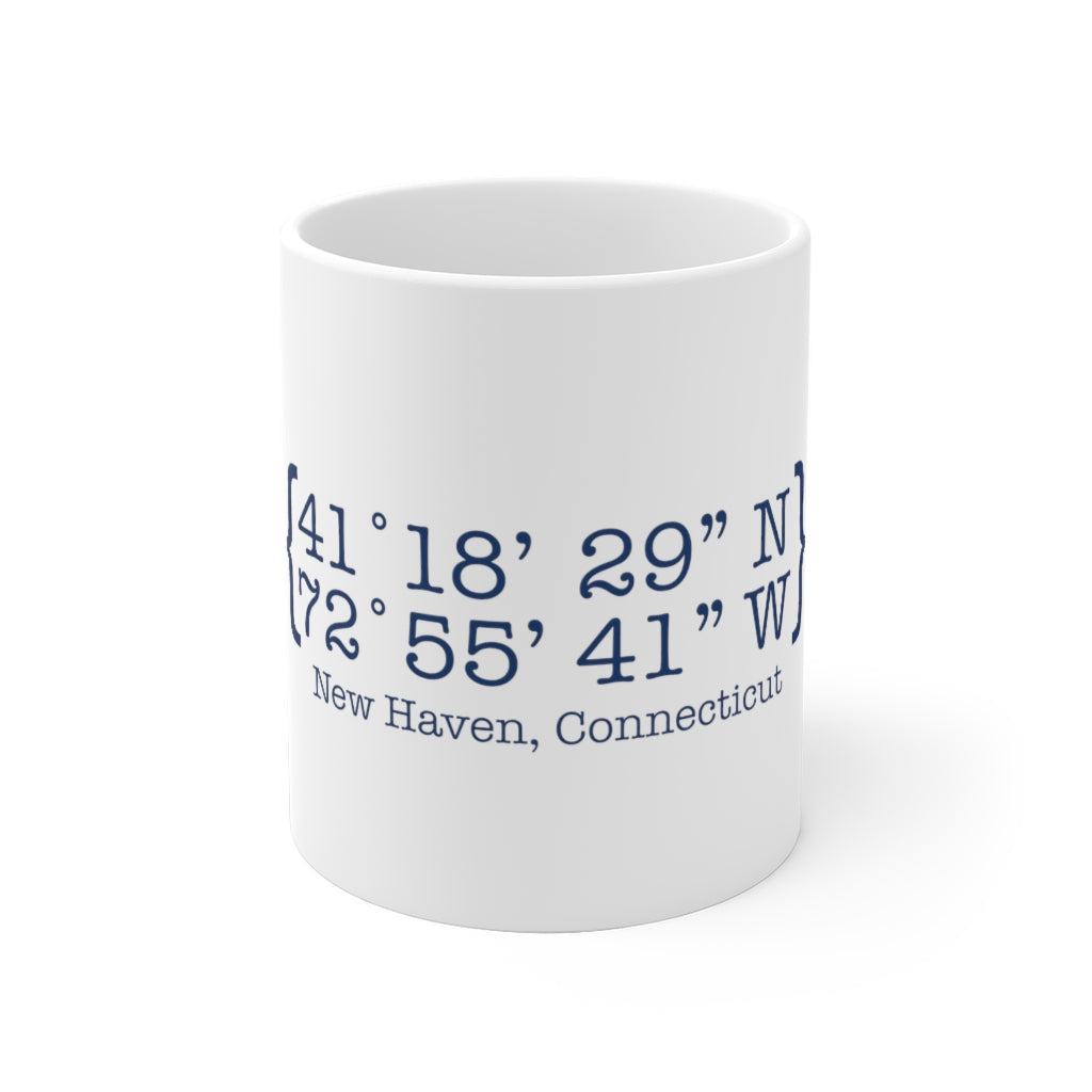 New Haven Coordinates White Ceramic Mug