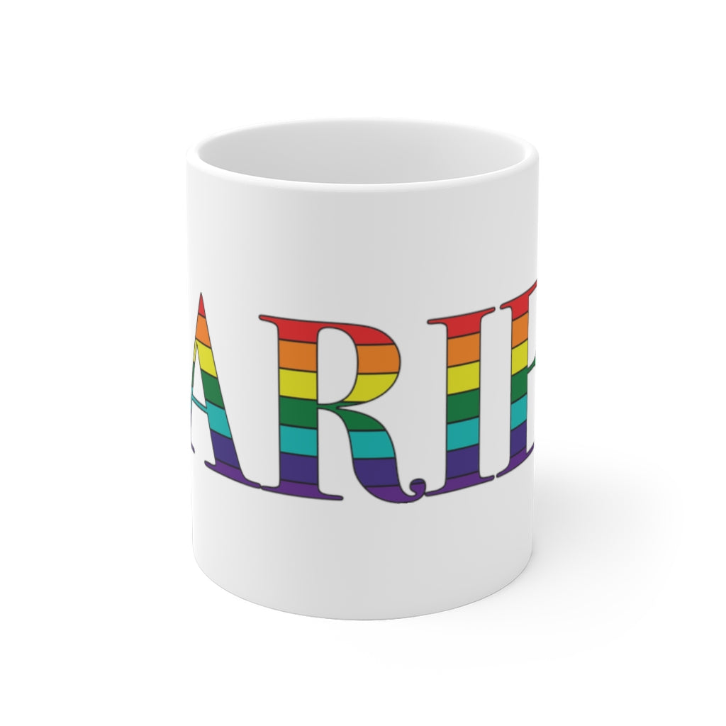 Darien rainbow pride coffee mug