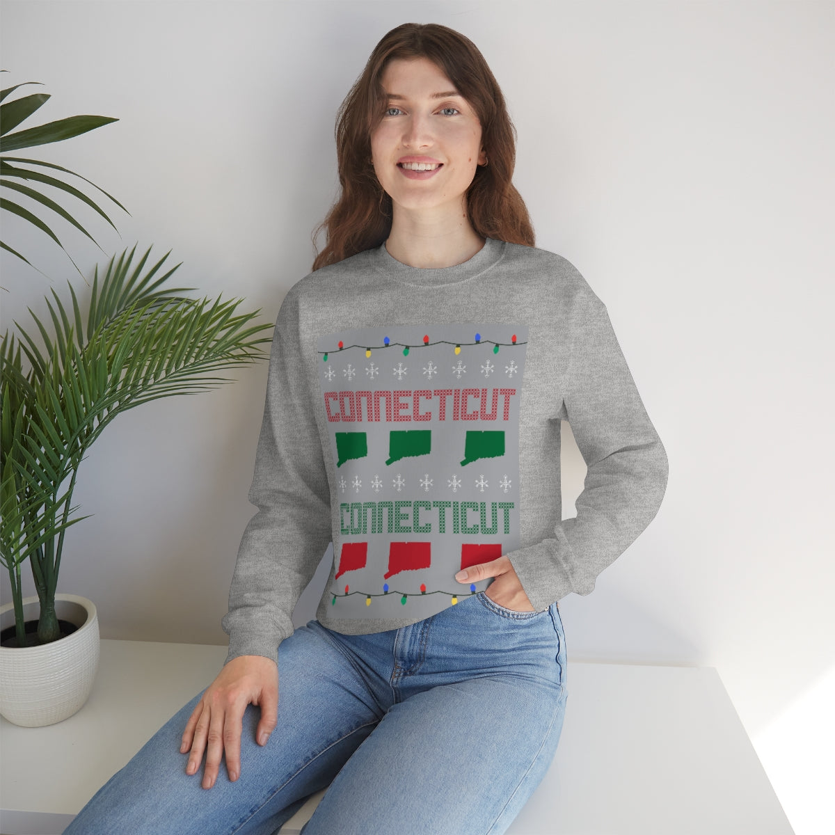 Connecticut Ugly Holiday Unisex Heavy Blend™ Crewneck Sweatshirt