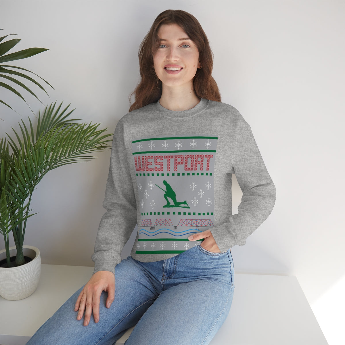 Westport Ugly Holiday Green - Red  Unisex Heavy Blend™ Crewneck Sweatshirt