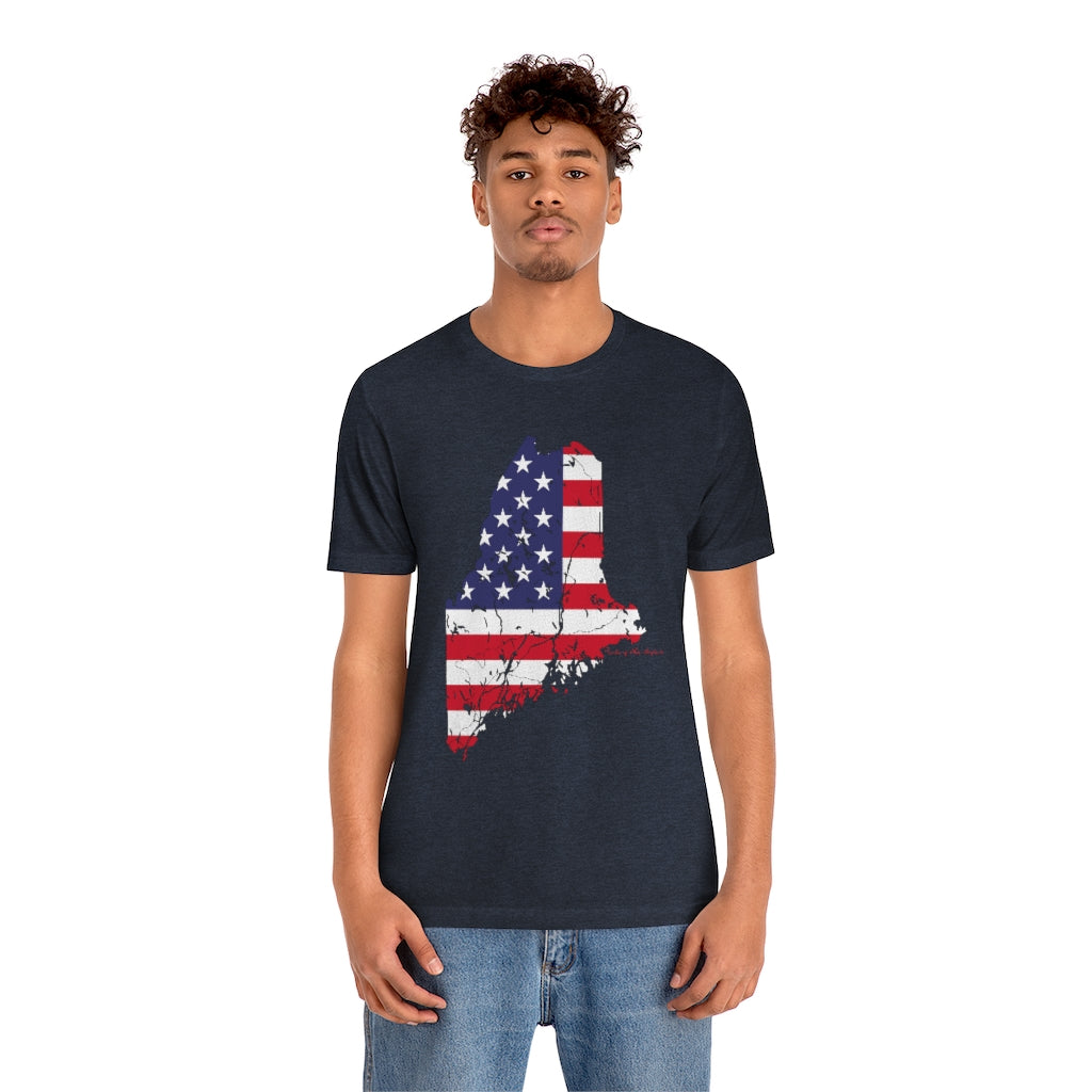 Maine American Flag collection has tee shirts, mugs, reusable bags, and other apparel and gifts. All proceeds goes to help build the Finding Maine brand and get our website up and going. Free shipping on all products. 