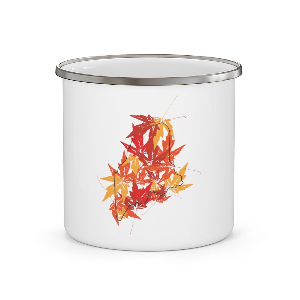 Maine Leaves Enamel Camping Mug