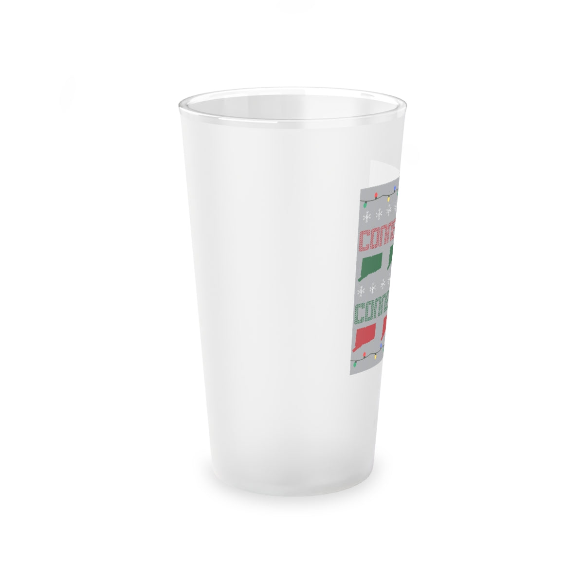 Connecticut Ugly Holiday Frosted Pint Glass, 16oz