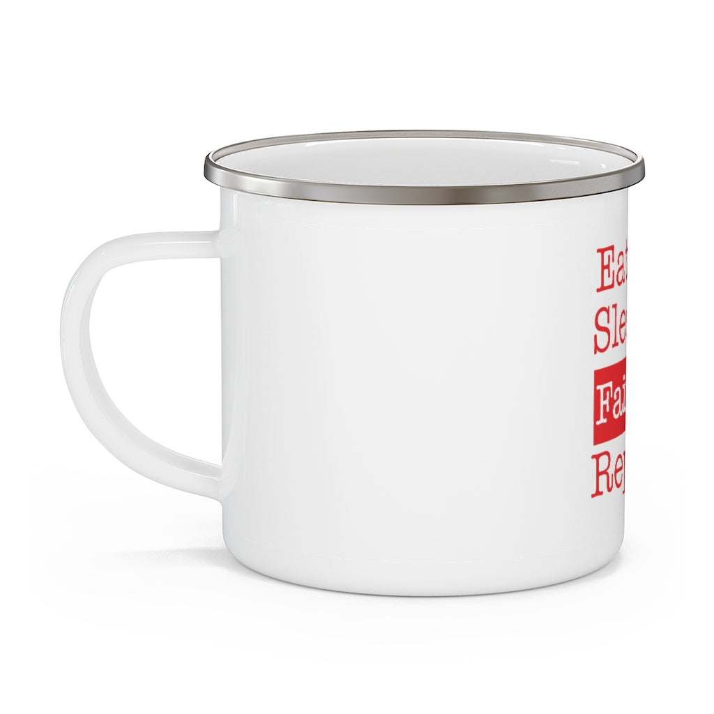 Eat. Sleep. Fairfield. Repeat. Enamel Camping Mug