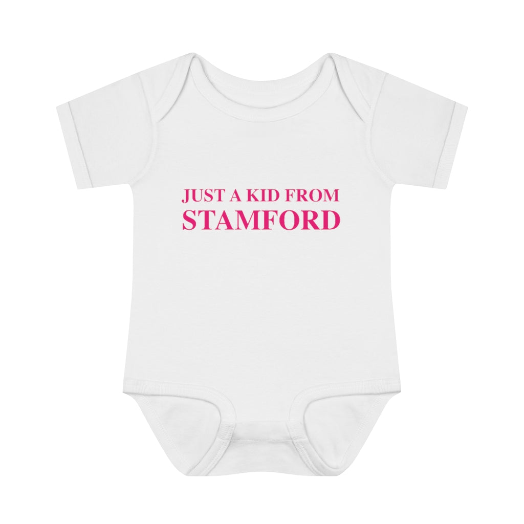 Just a kid from Stamford Infant Baby Rib Bodysuit